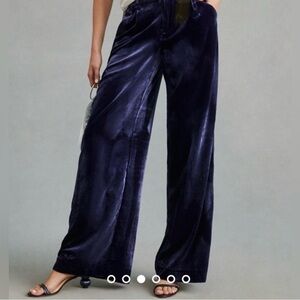 Maeve x Anthropologie Velvet Avery Pleated Trousers in Purple Size 2 Tall